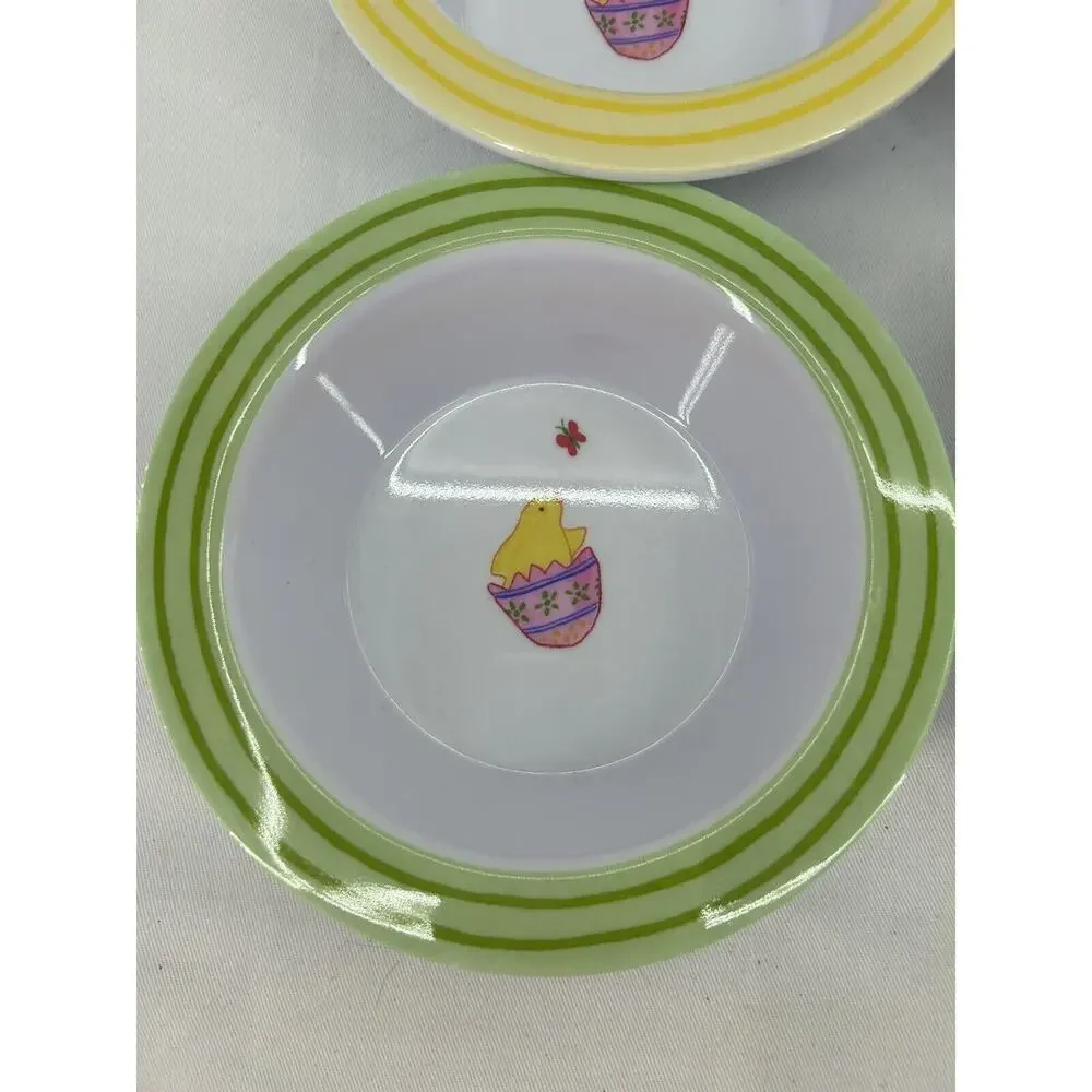 4 Pottery Barn Kids Easter Bowls Chick Bunny Yellow, Pink, Blue, Green